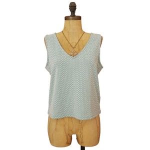 Madewell Jacquard Crop PeekABoo Back Tank Size S V Neck Top Faded Shale NWT B81